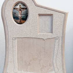 Lapide completa in marmo con immagine sacra